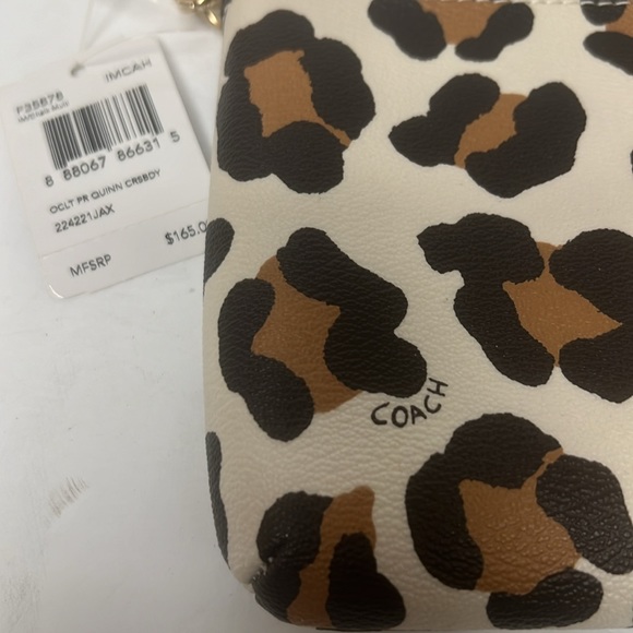 COACH LEOPARD OCELOT QUINN CROSSBODY CHAIN BAG F35878 Tan Black Brown - Picture 3 of 10